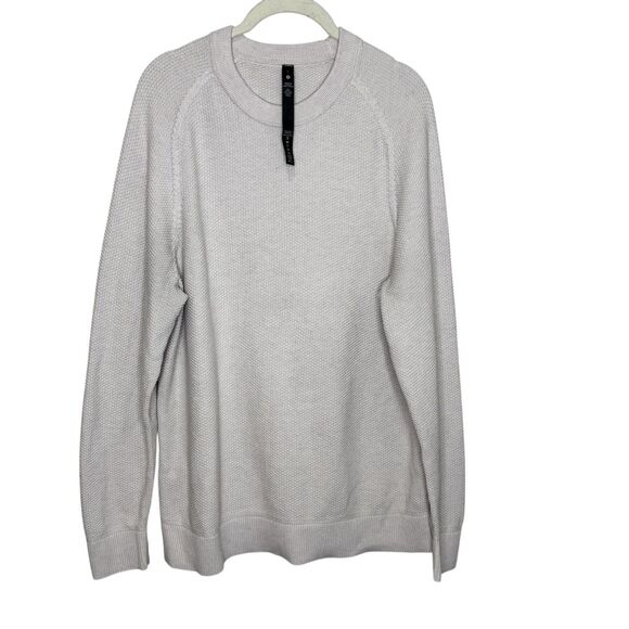 Lululemon Sweater Mens Large Gray Crewneck Coolmax Cotton Blend Textured Knit - Picture 1 of 7